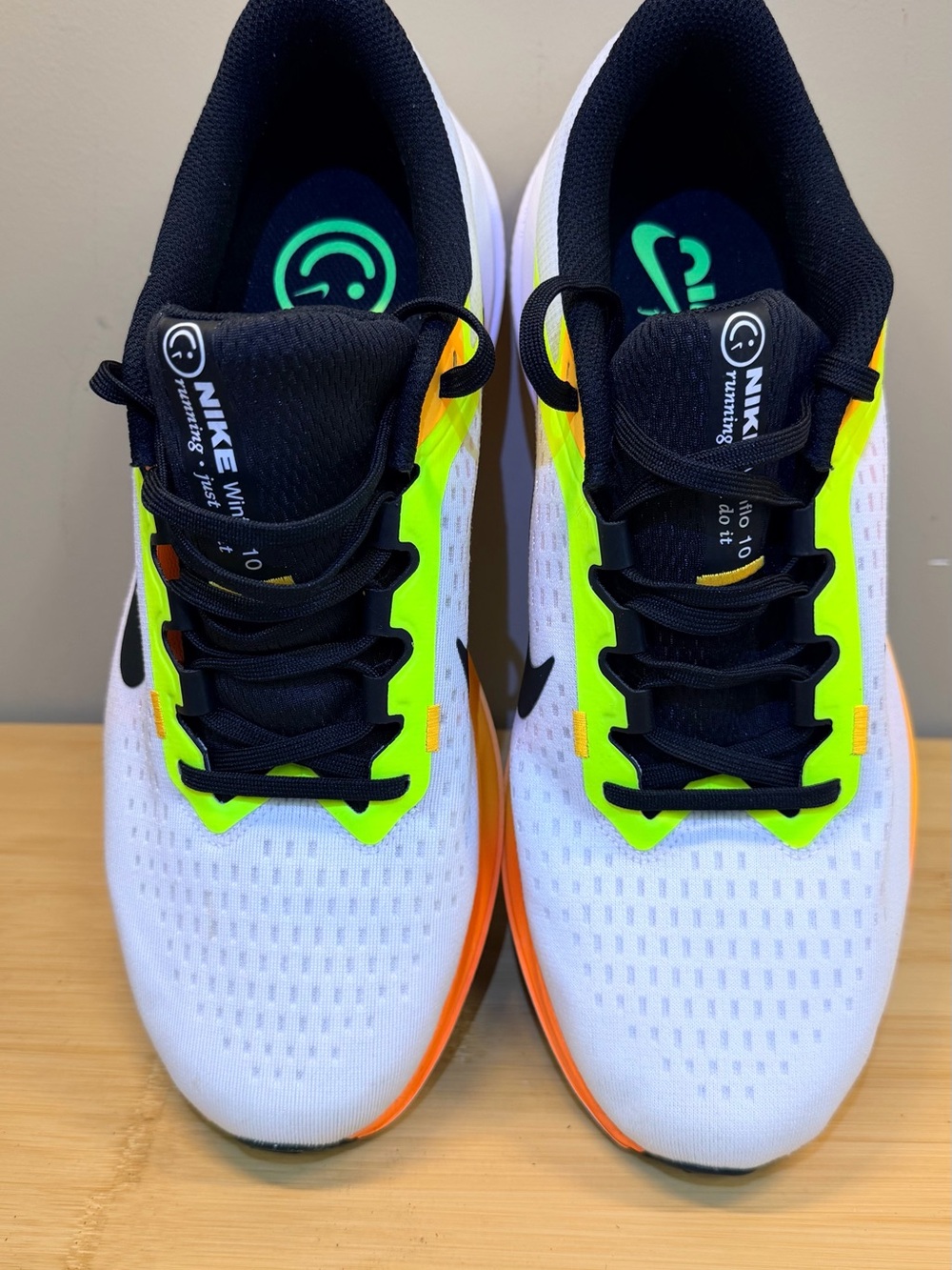 Nike men Sneakers - White, Neon Green, Black & Orange